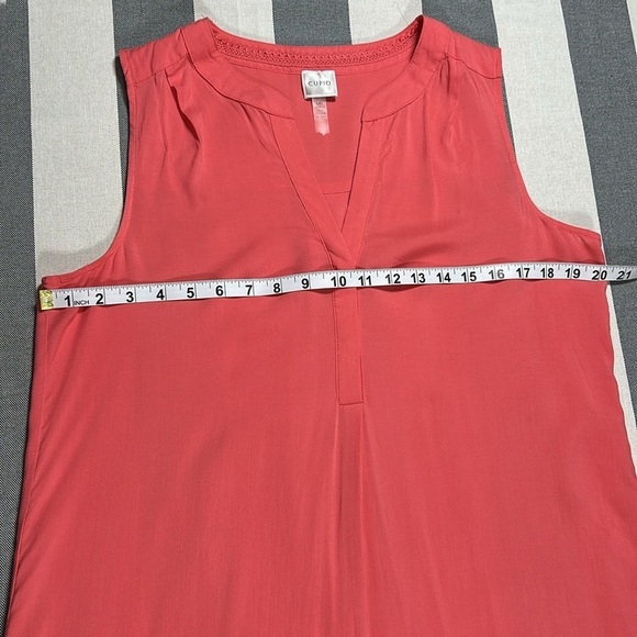 Cupio Womens Vibrant Magenta Poppy Pink Sleeveless Scoop Hem V Neck Midi Dress L - Picture 4 of 8